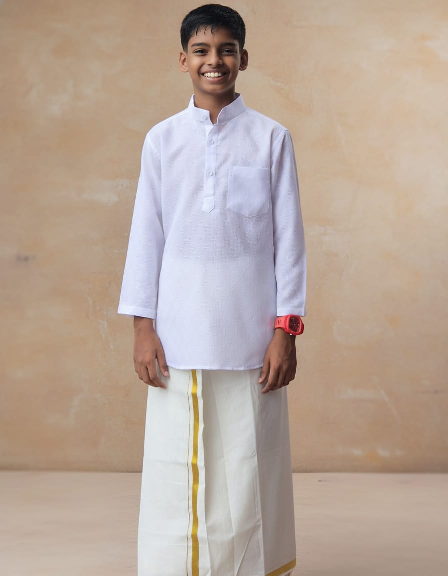 Boys Kurtha and Mundu Combo Full Sleeves